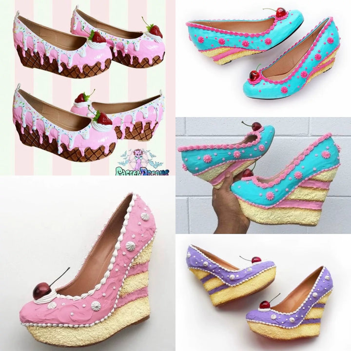 Cake Shoes DIY high heels with cream glue decoration
