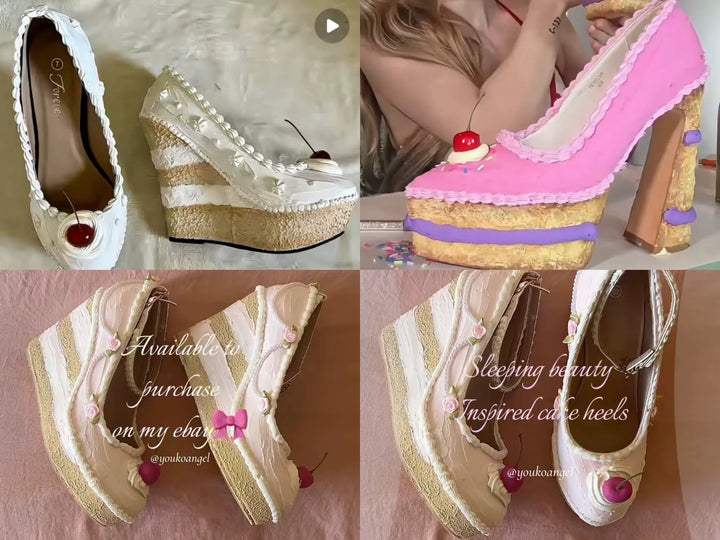 Cake Shoes DIY high heels with cream glue decoration