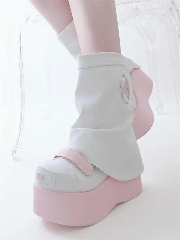 Medical leg boots pink thick-soled shoes Soft Jam Studio