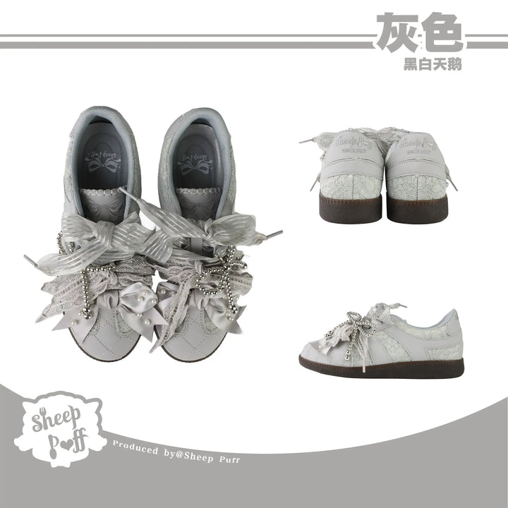 Black and white swan cotton sneakers Soft Jam Studio