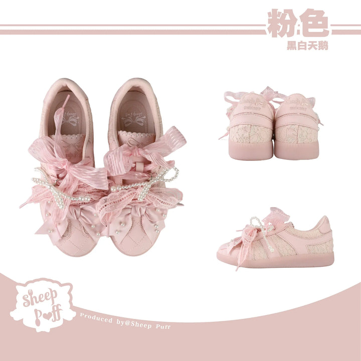 Black and white swan cotton sneakers Soft Jam Studio