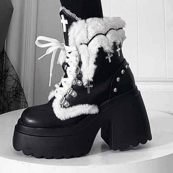 Sweet and cool punk platform combat boots