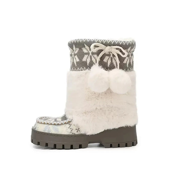 Fair Isle furry snow boots