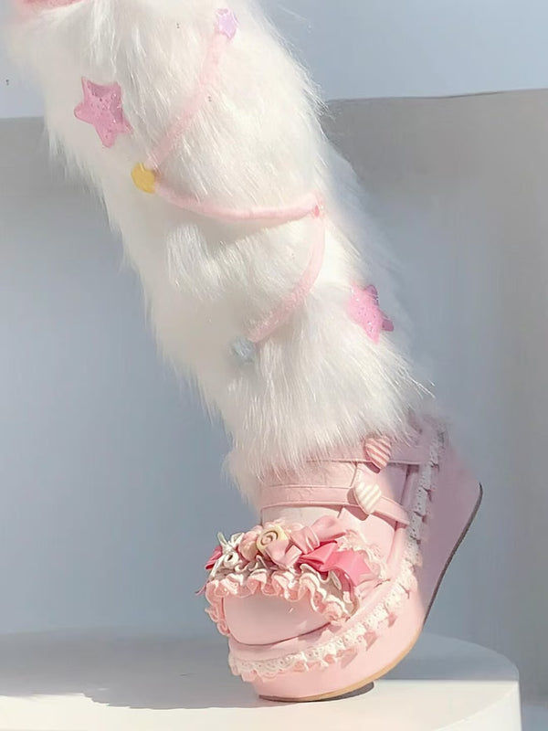 Round toe platform shoes doll feel