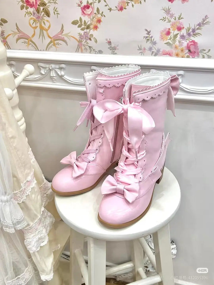 Lolita cute retro mid-calf boots Soft Jam Studio