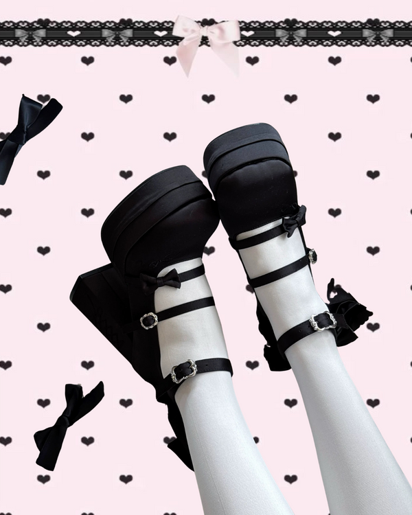 High-heeled dark punk style Mary Jane shoes