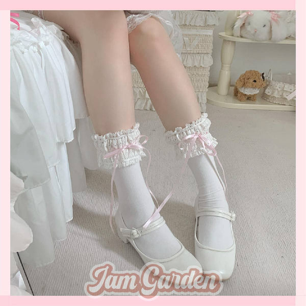 roji Gentle Village Lolita Socks Women's Spring Bowknot