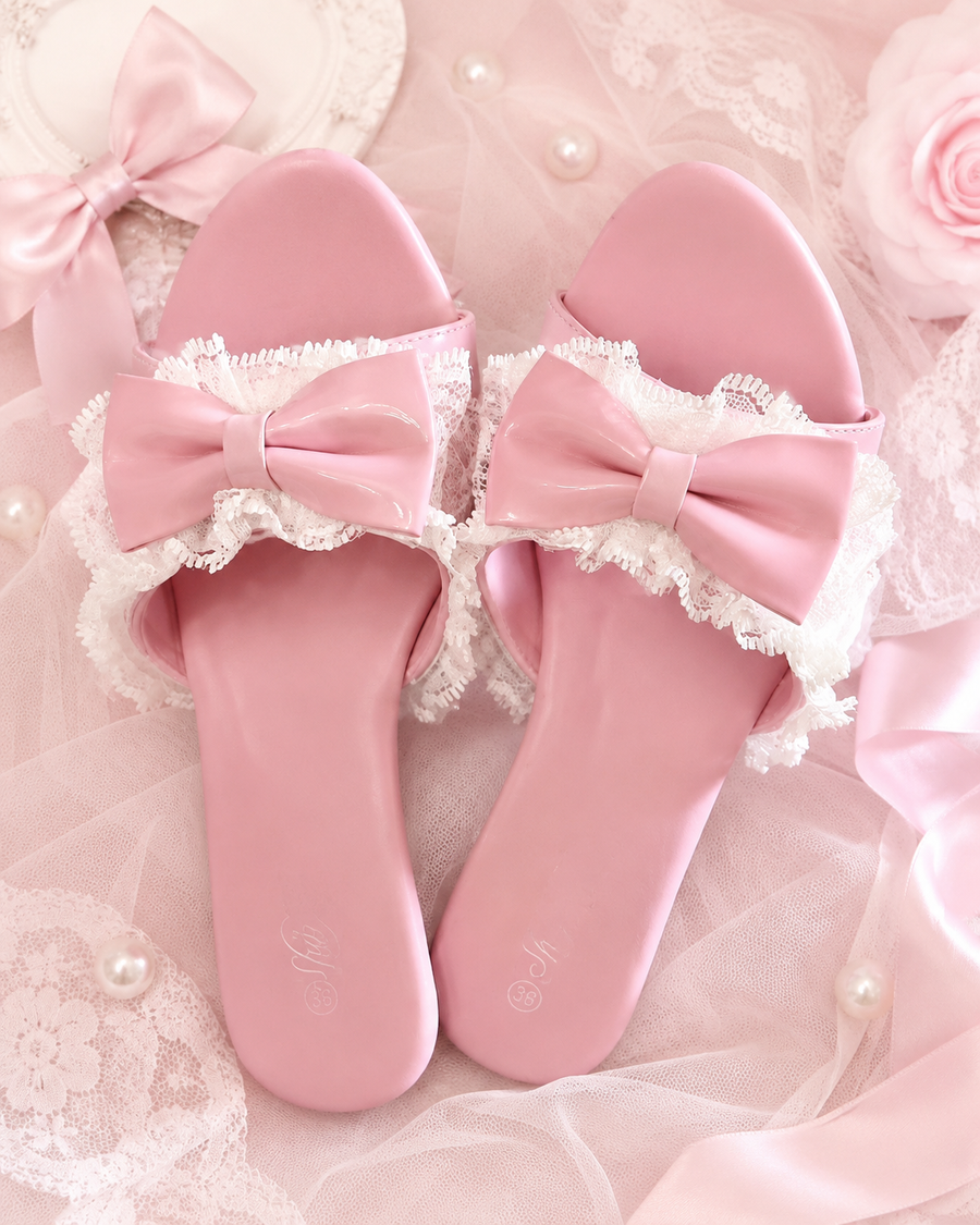 Brand new pink bow-knot slides