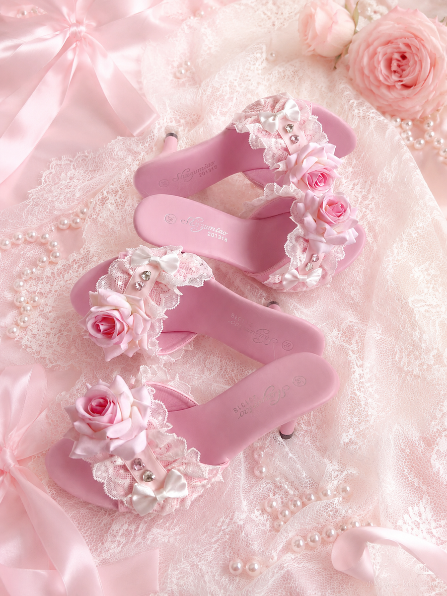 Original Handmade Vintage-Style Floral High Heels