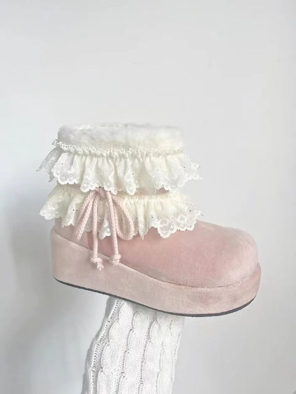 Lace-Lined Snow Boots